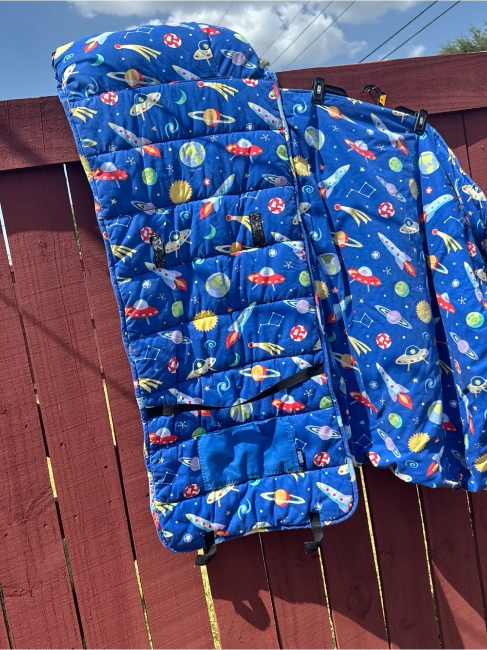 Blue Quilted Space-Print baby sleeping Blanket